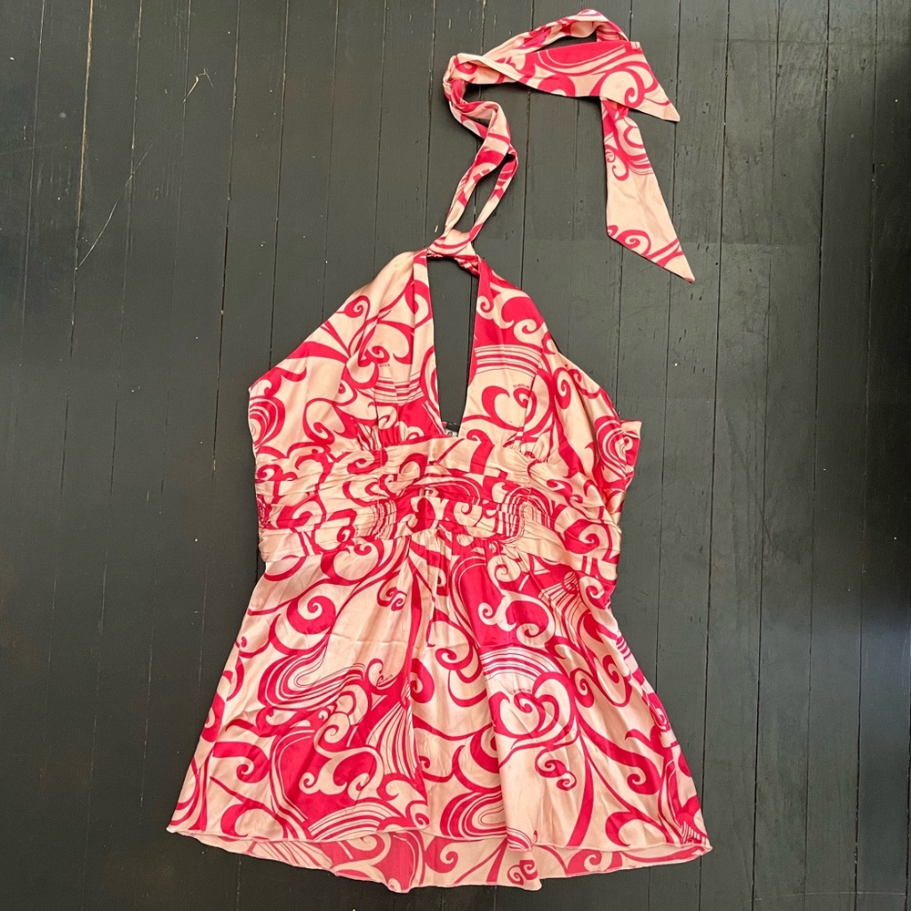 Bebe Printed Halter Top